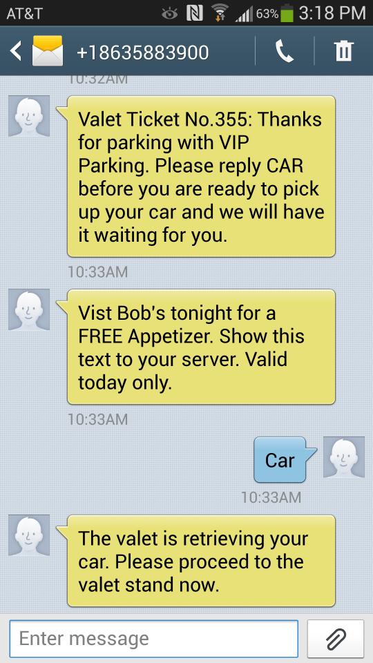 SMS Valet