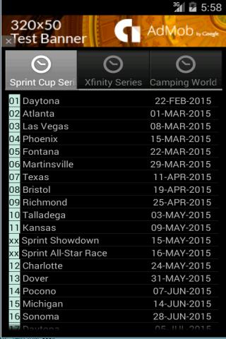 Unofficial Nascar Schedule