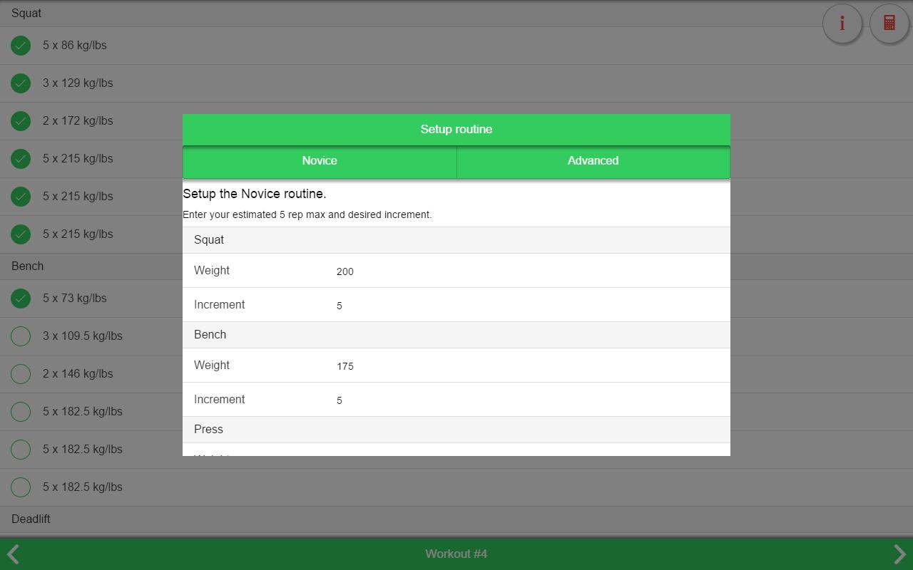 Starting Strength Calculator