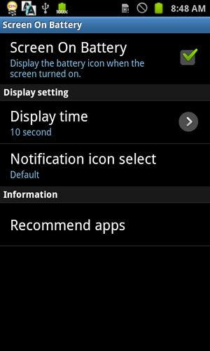 Screen On Battery (Status Bar)