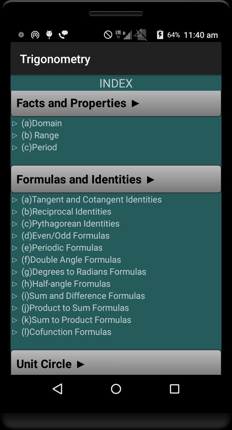 Trigonometry Quick Reference
