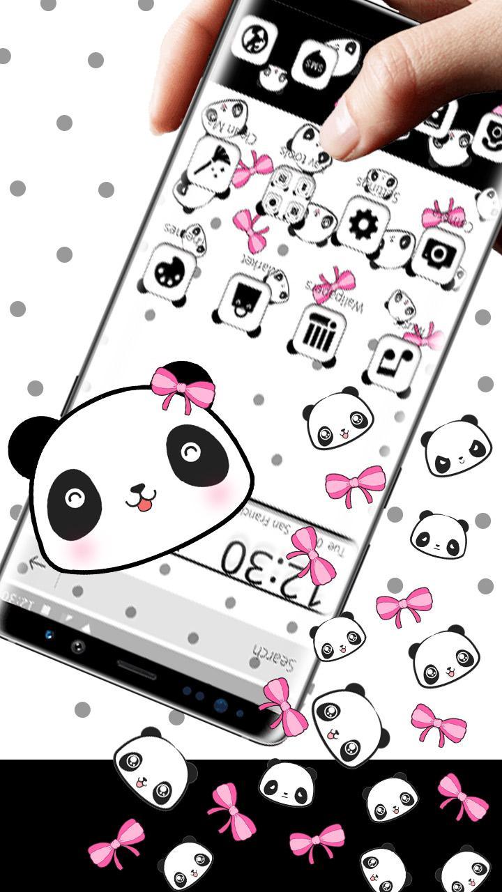 Cute Joyful Panda Bow Gravity Theme